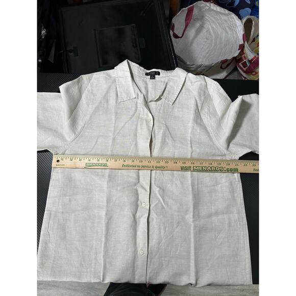 J Crew Linen Blend Beach Shirt in Natural Linen Sz Large Oversized Flowy Capsule - Picture 4 of 12